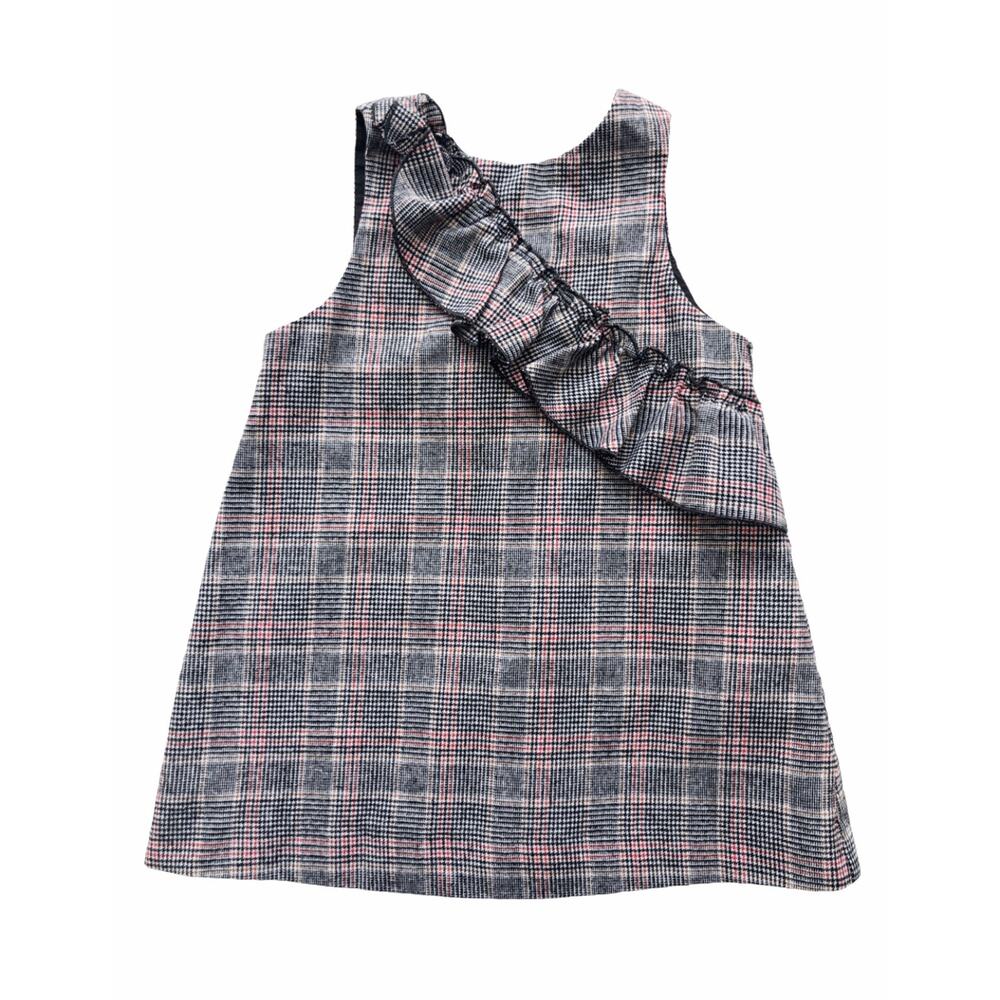 Zara Plaid Ruffle Pinafore Dress Size 2-3y